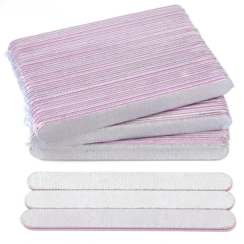 50Pcs Dwustronny pilnik do paznokci z papierem ściernym 80/100/180 Trymer do manicure Bufor do manicure Salon Paznokci — zdjęcie 2