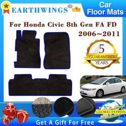 Car Floor Mats For Honda Civic 8th Gen FA FD 2006~2011 2007 2008 2009 Rugs Panel Footpads Carpet Cover Pad Foot Pads Accessories