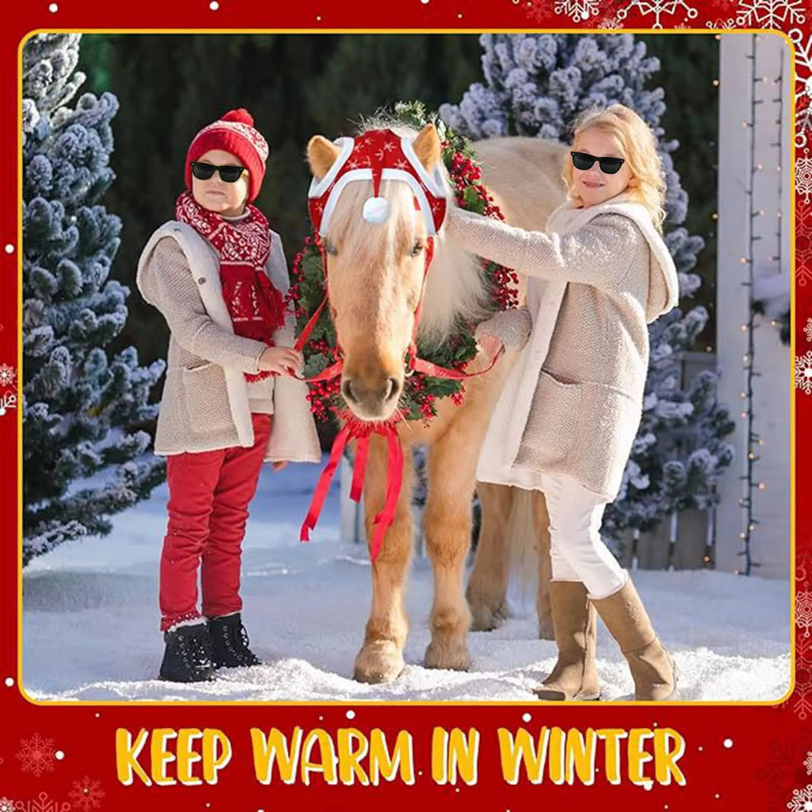 Horse Christmas Hat Winter Warm Riding Race Xmas Horse Hat for Livestock Navid Holiday Cap Cosplay Dressing up