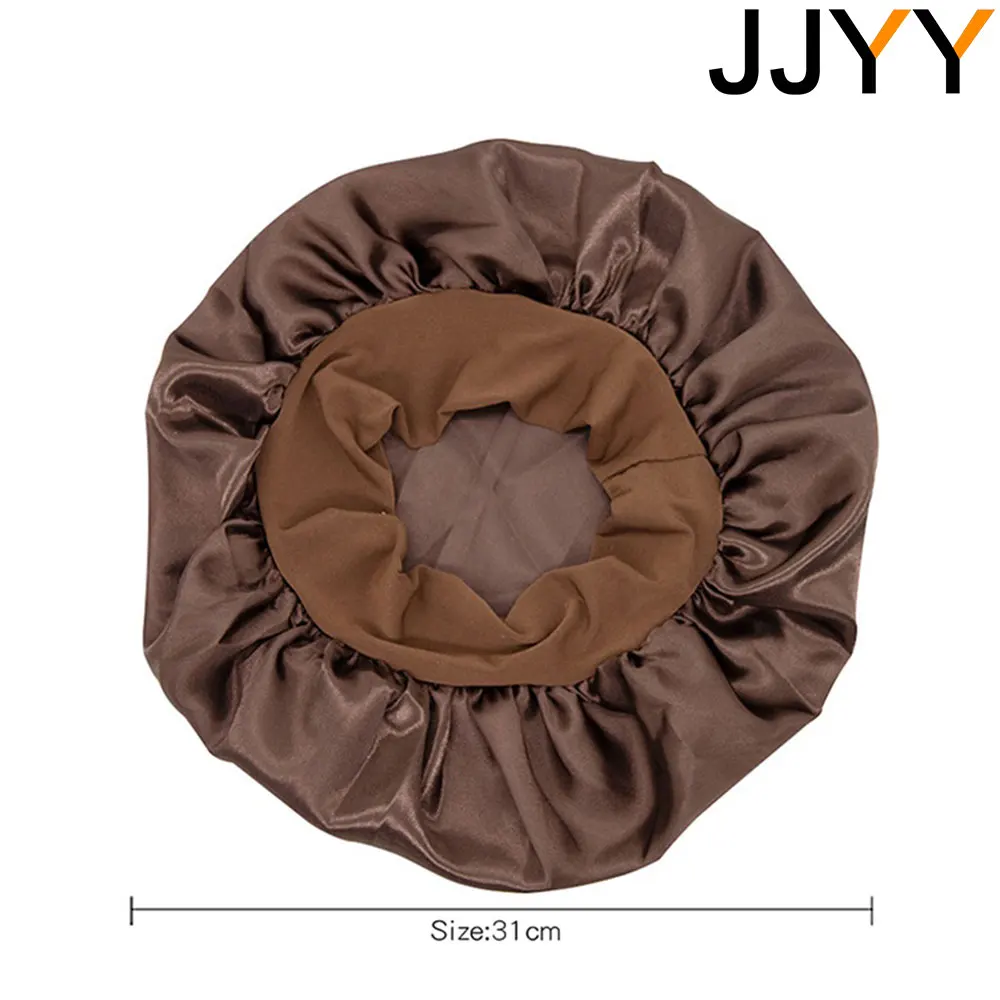 JJYY-gorro de satén liso ajustable para mujer, gorro para peinar el cabello, cuidado del cabello largo, gorro para dormir de noche, gorro de ducha