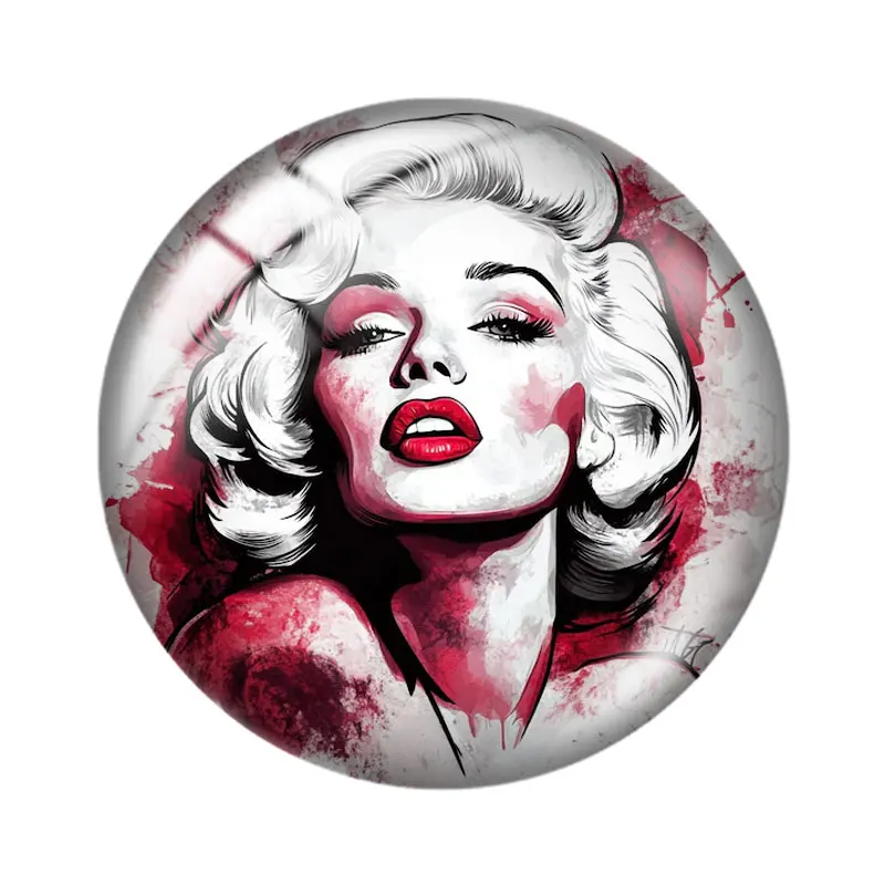 الرجعية مارلين مونرو 10 قطعة 12 مللي متر/16 مللي متر/18 مللي متر/25 مللي متر صورة مستديرة الزجاج كابوشون التجريبي شقة عودة صنع النتائج