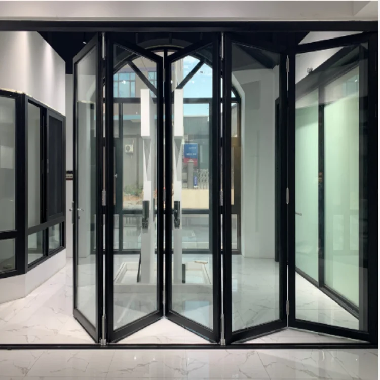 

DN Foldable Door Soundproof Bi-Fold Glass Door Thermal Break Aluminum Panoramic Folding Patio Accordion Doors for House