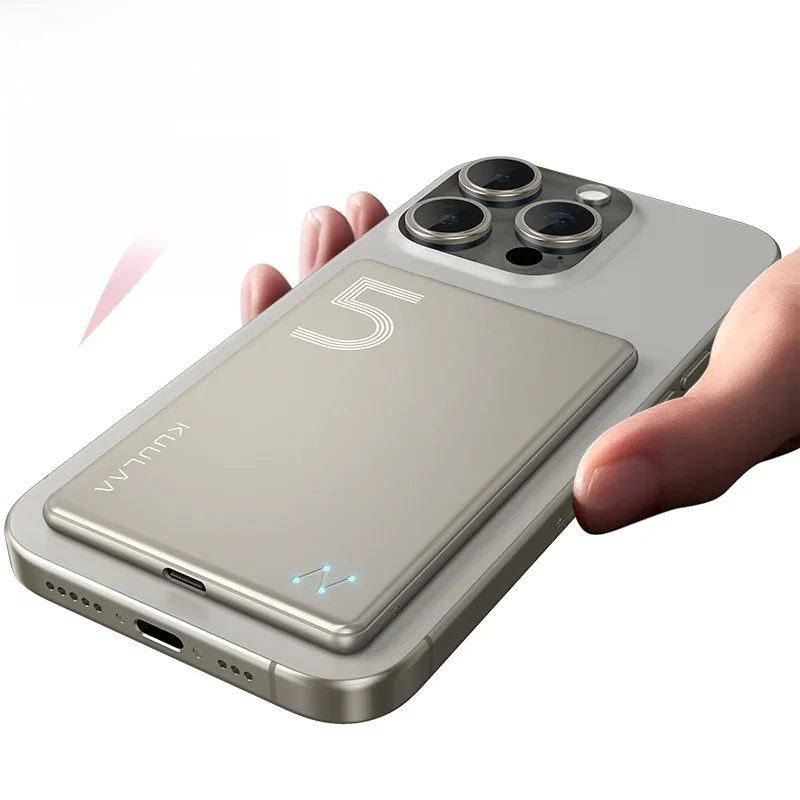 KUULAA Magnetyczny Power Bank 5000mAh Magnetyczna Bezprzewodowa Ładowarka do Telefonu Zewnętrzna Bateria 20W Szybkie Ładowanie PowerBank — zdjęcie 2