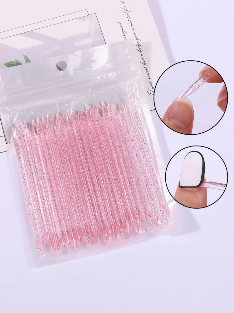 

100Pcs Reusable Crystal Glitter Stick Double End Nail Art Cuticle Pusher Remover Tool Acrylic Dot Diamond Pen Manicure Tools