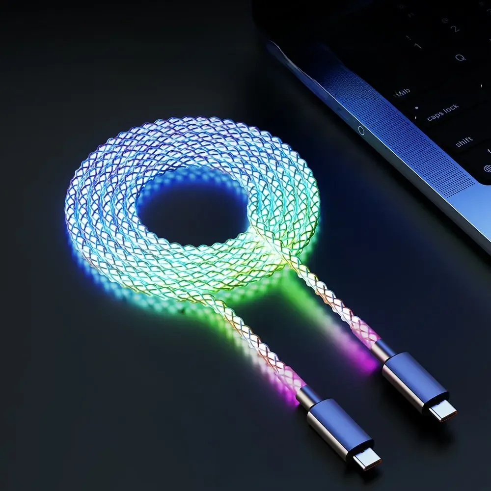 6A Szybkie ładowanie RGB Oddychający świecący gradientowy kabel do transmisji danych 66W Ładowarka TYPE-C do iPhone'a 15 Pro Huawei Samsung Kabel do transmisji danych — zdjęcie 2