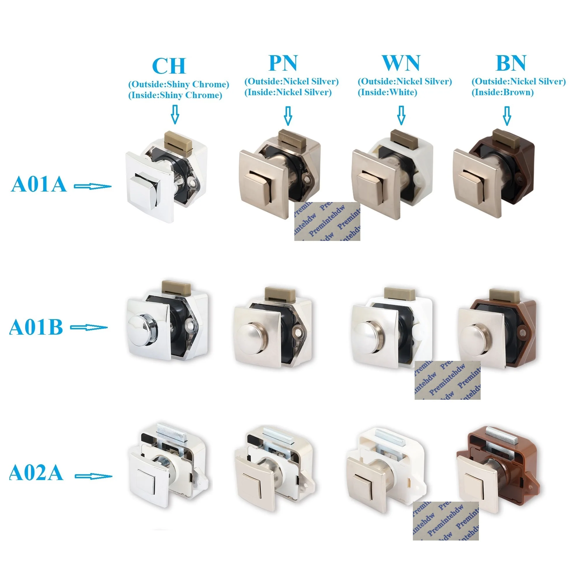 10Pcs Keyless Push Button Latch Pup up Square Knob Rosette RV Yacht Drawer Boat Trailer Caravan Cabinet Gold White