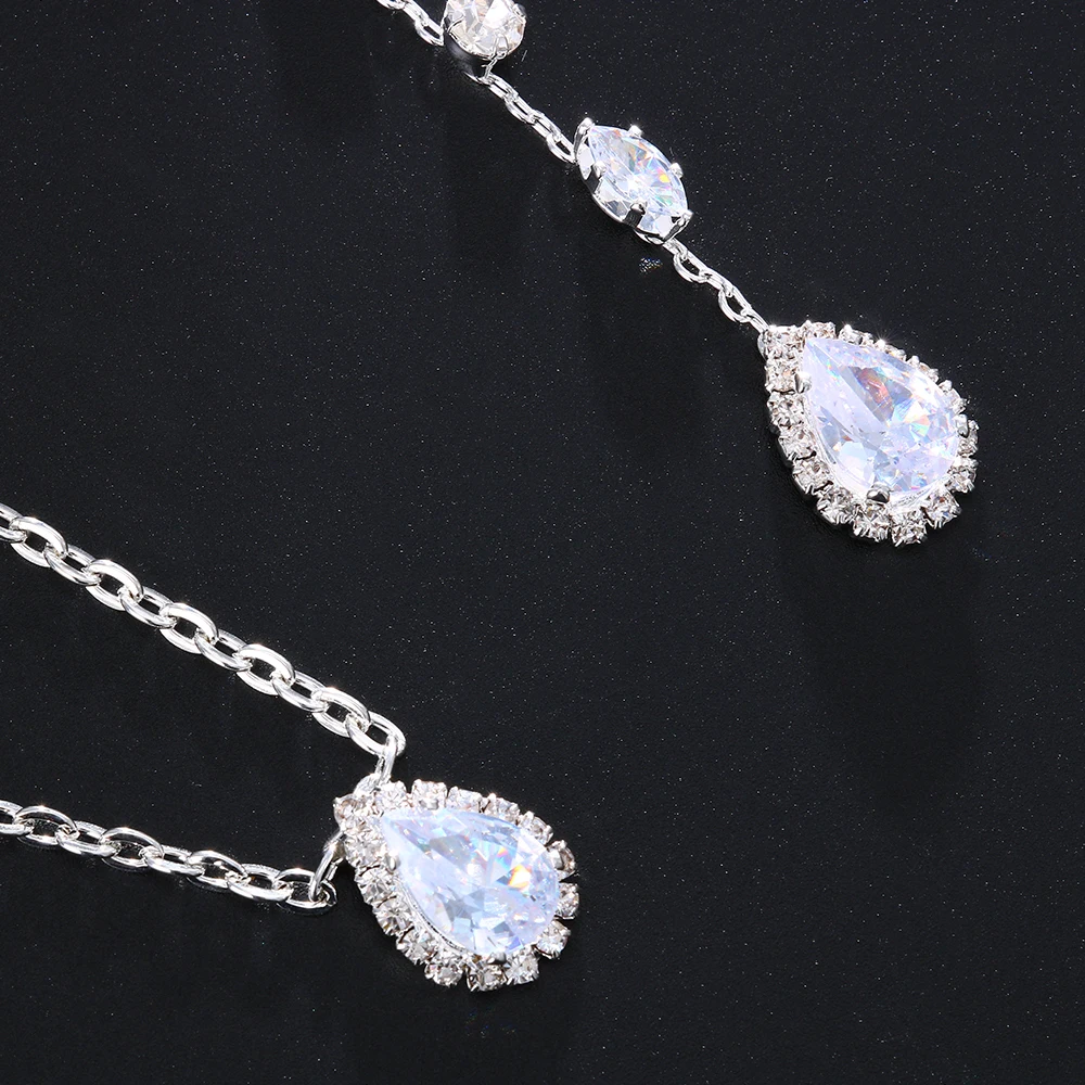 Fashion Water Drop Zircon Bridal Back Necklace Body for Women Wedding Accessories Bling Crystal Back Chain Dress Jewelry Gift