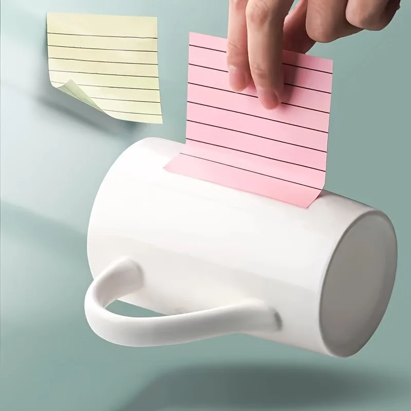 600개의 혼합 색상 가로형 스티커 메모, 높은 점착력과 쉽게 찢어짐, 사무실 및 학습에 적합