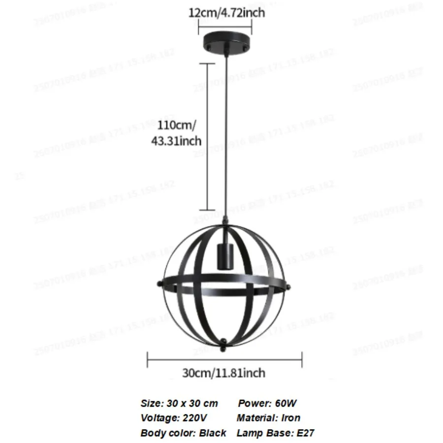 Vintage hanglamp, plafondlamp kooi ontwerp, retro metalen plafondhanger, E27 verlichting voor eetkamer, bar (lamp niet inbegrepen)