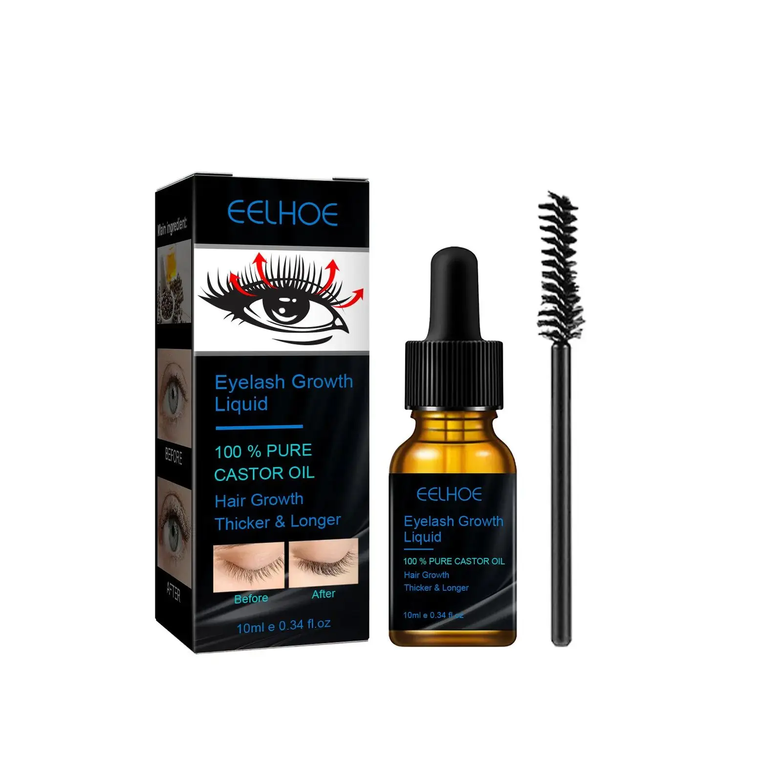 EELHOE Eyelash Growth Serum to Grow Eyelashes Strengthen Curling Organic Castor Oil Eyelash Enhancer Serum Lengthening Eyelashes