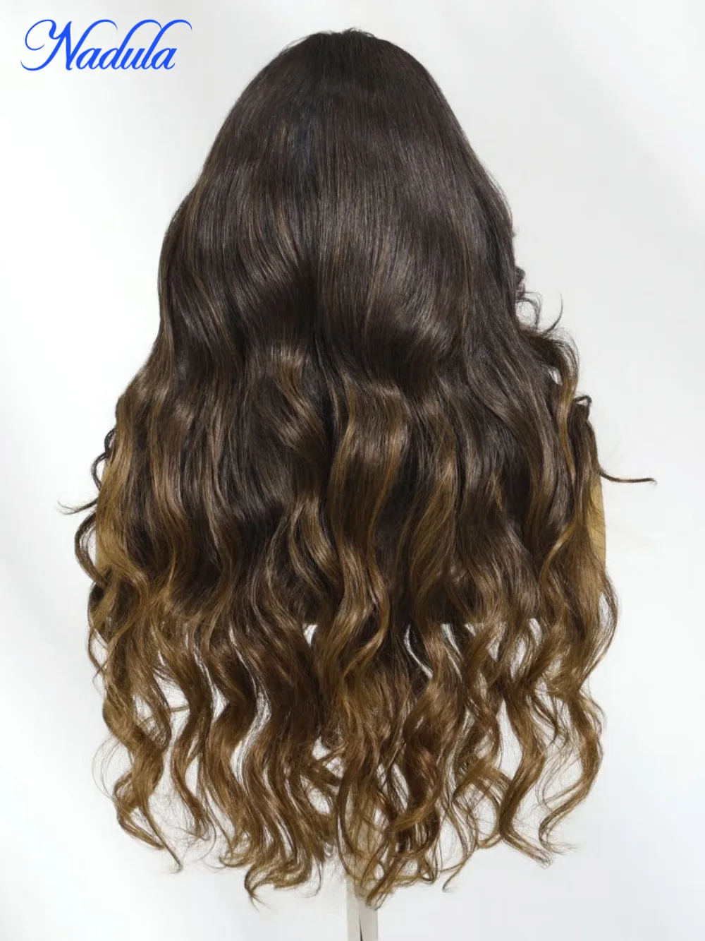 Nadula 13x4 Pre-everything Lace Frontal Chestnut Brown Ombre Loose Wave Drawstring Wig with Face Framing Layers Human Hair Wigs