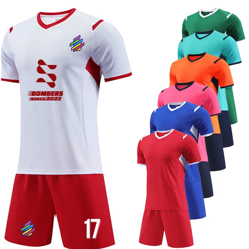 

2024 Soccer Jersey Uniform Boys Girls Men Actives DIY Football Short Sleeve Tops+Shorts Suit Youth Breathable Sport Tracksuit