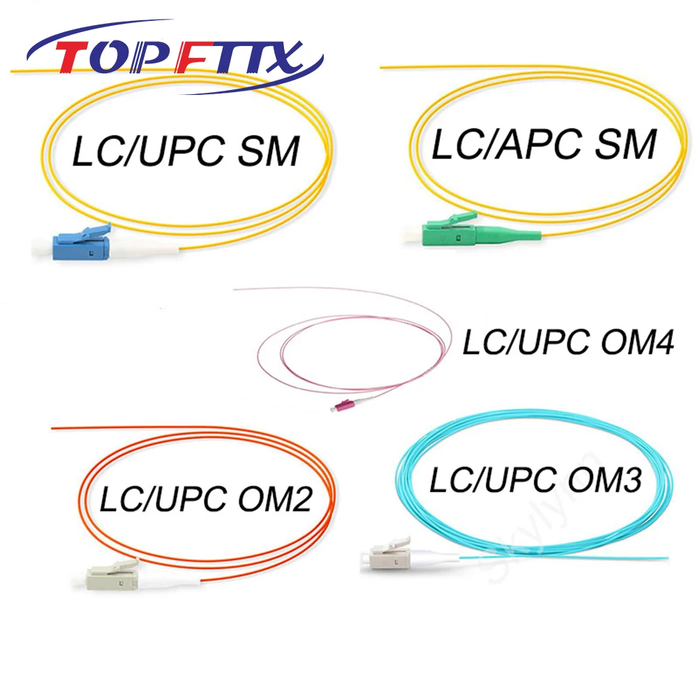 100PCS LC/UPC LC/APC Fiber Optic Pigtails SM G657A2/OM2/OM3/OM4 1.5 Meter Length 0.9mm Tight Buffer Low Loss IL≤0.3dB OEM Accept