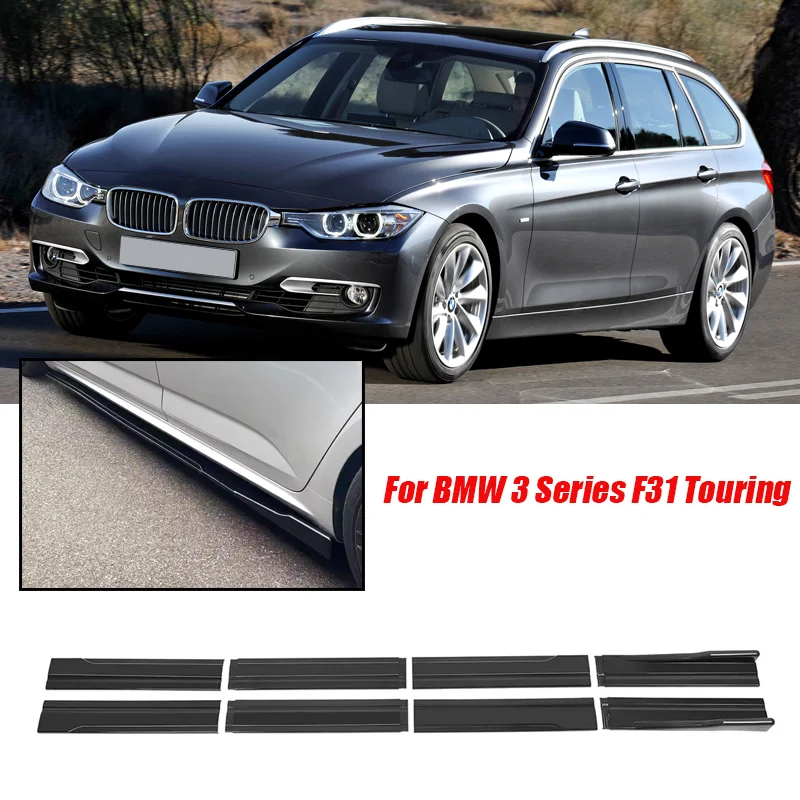 For BMW Accessories 3 Series F31 F30 Touring Wagon Car Side Skirts Extensions Rocker Panels Lip 8Pcs 86.6inch/2.2M Gloss Black
