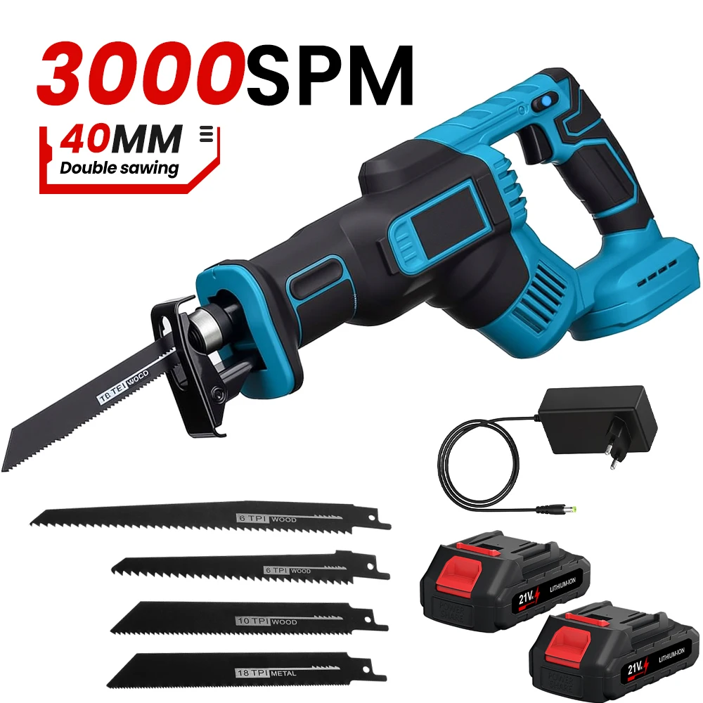 300mm Akku-Säbelsäge 3000 U/min Variable Geschwindigkeit Metall- und Holzschneidewerkzeug Elektrosäge für Makita 18V Akku
