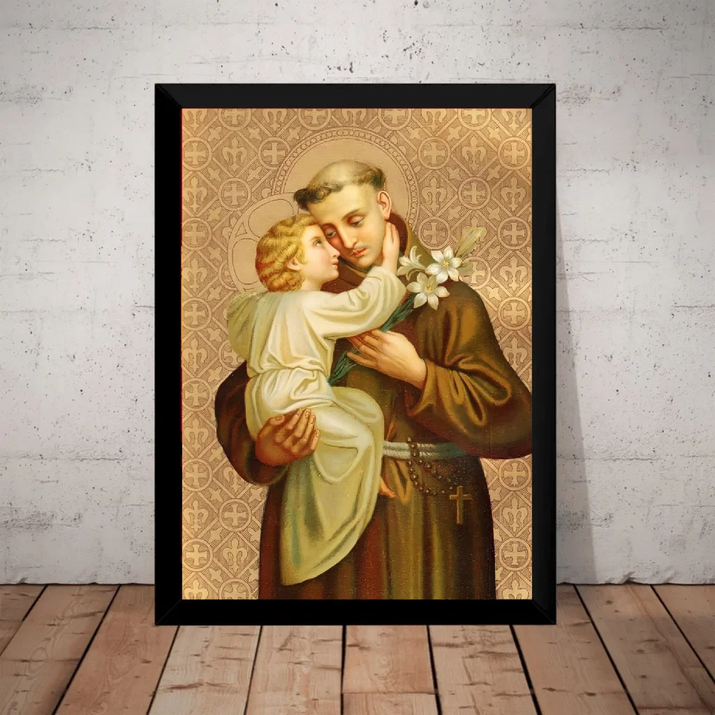 Quadro Religioso Santo Antonio Arte Poster Com Moldura