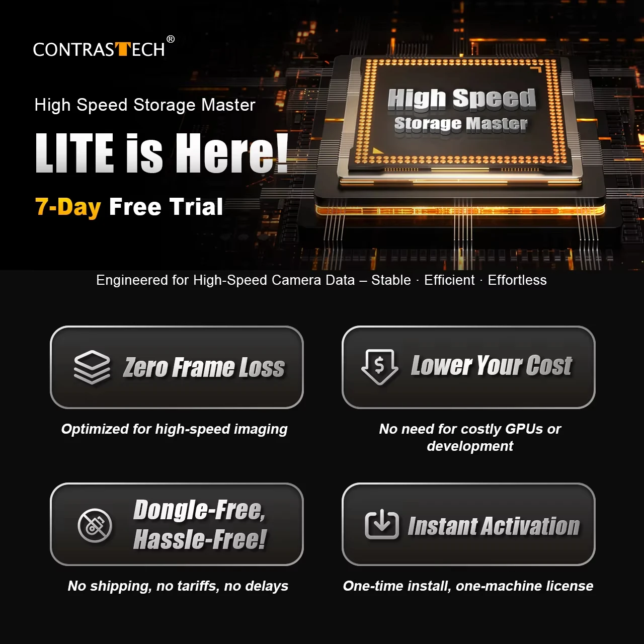 Software de procesamiento de imágenes de alta velocidad HSS-Lite Sistema de almacenamiento de visión artificial en tiempo real para inspección industrial y análisis deportivo
