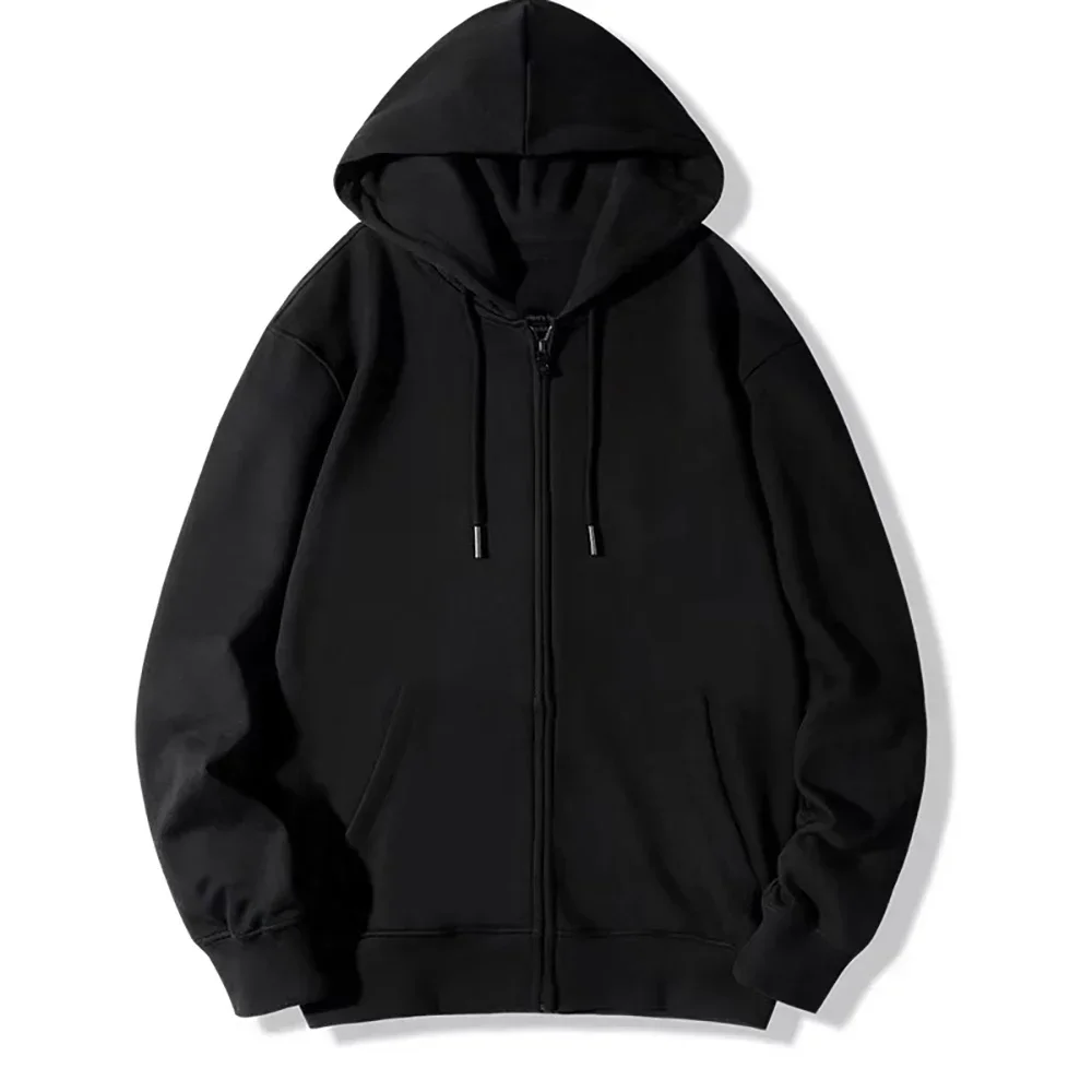 High Street Bluza Mężczyźni Retro Zip Up Długi rękaw Luźna Kurtka Płaszcze Harajuku Casual Gothic Bluza z kapturem Y2K Streetwear — zdjęcie 2