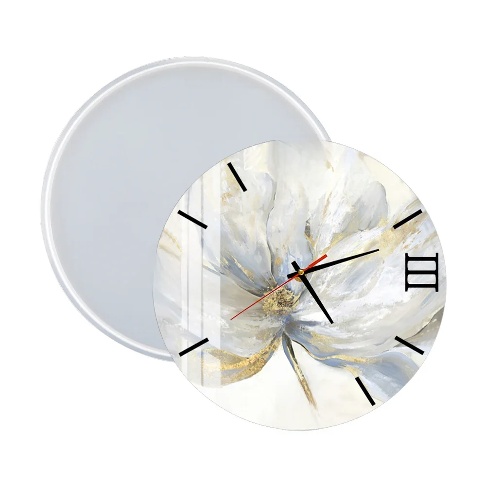 DM732 Duży okrągły zegar Resina Epoxy Transparente Molds Silicon Wall Decor Manualidades Room Hanging Ornaments — zdjęcie 2