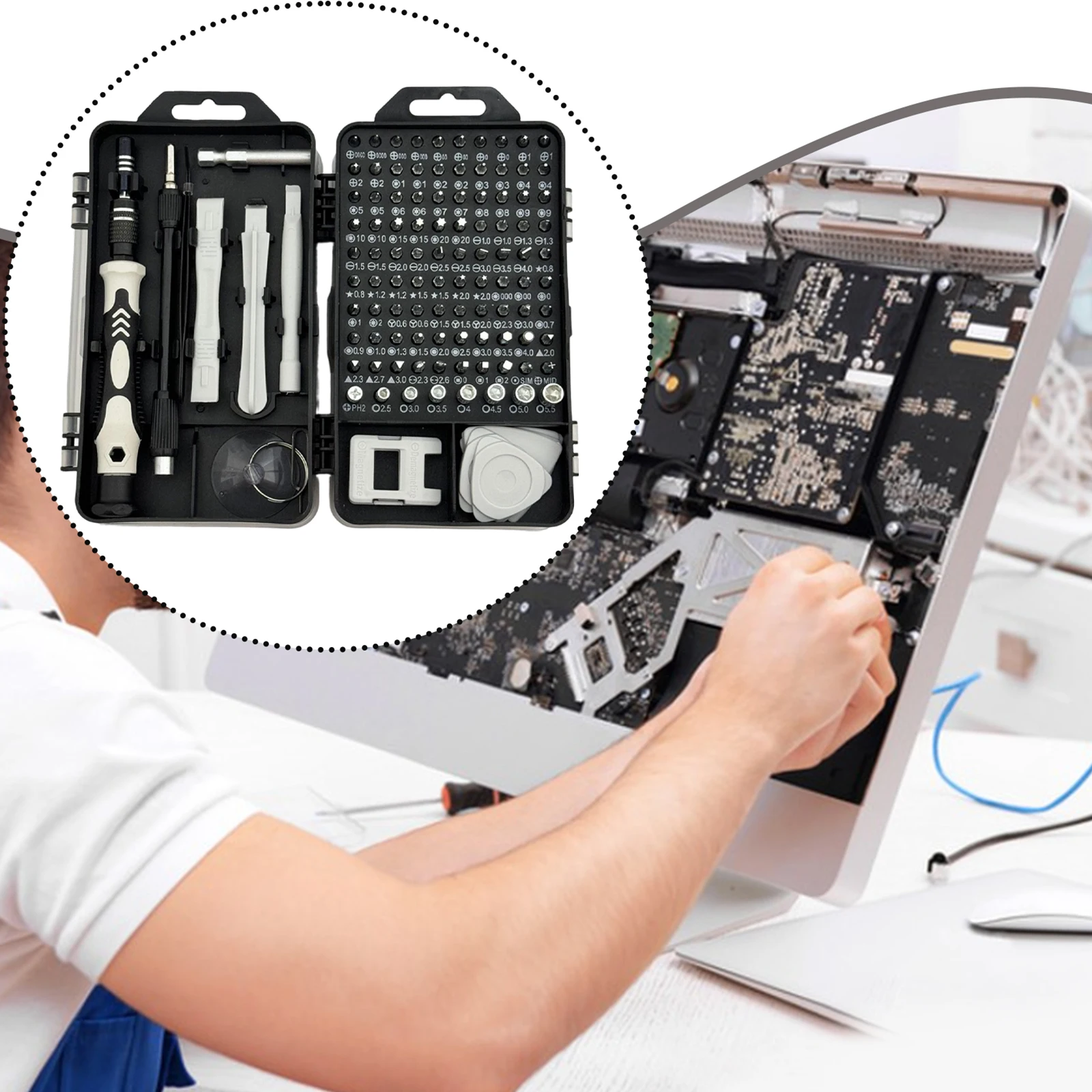 

Набор прецизионных отверток 115 в 1, мини-магнитные отвертки с насадками Phillips и Torx, профессиональный ремонтный набор инструментов для ноутбуков и телефонов