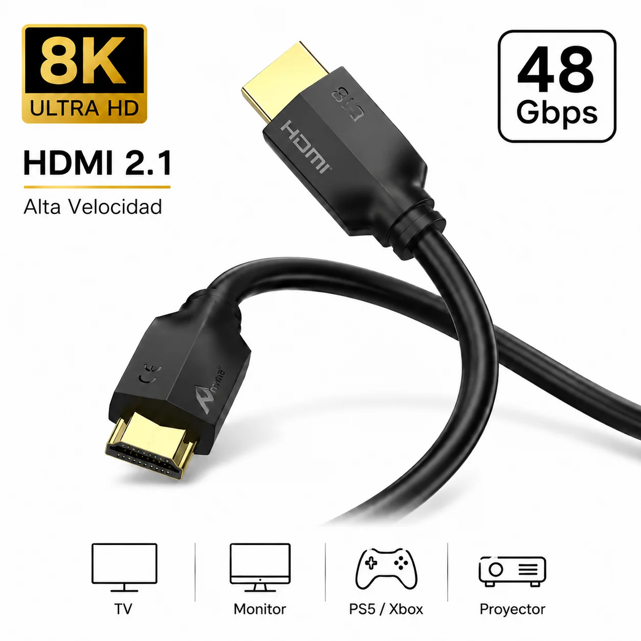 HDMI 2.1-kabel 8K 48Gbps 2m Ultra Hd Compatibel met Ps5 Ps4 Xbox TV-monitorprojector