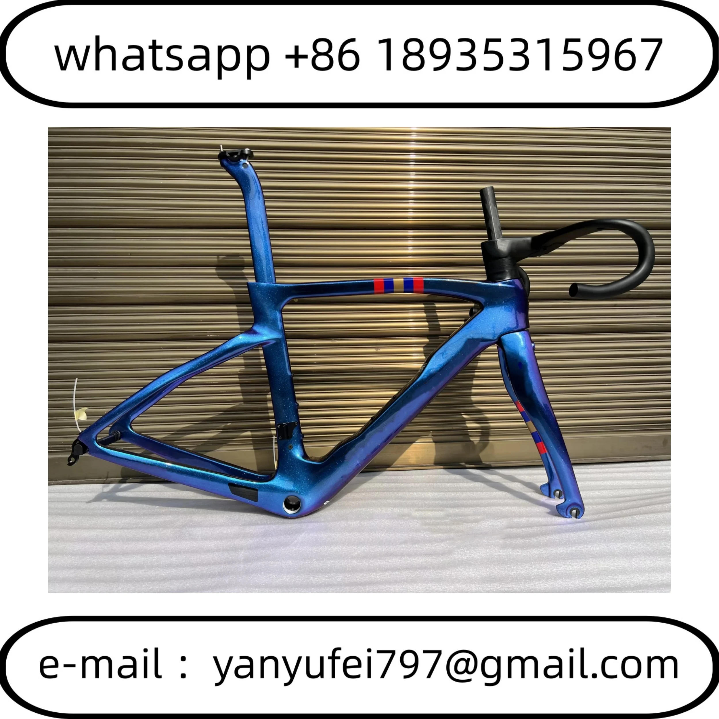 

2024 F14 Карбоновая рама дорожного велосипеда BB68 Дисковый/Опорный тормоз Рама гоночного велосипеда + руль Пользовательская роспись/логотип DPD 100 Синий