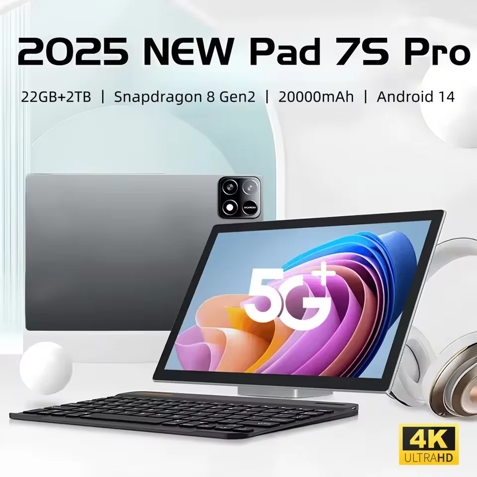 2025 NUOVO Originale Pad 7S Pro Tablet 11 pollici Snapdragon8gen2 HD 4K Android 14 22GB + 2TB 20000mAh 5G Dual SIM WiFi GPS Tablet PC