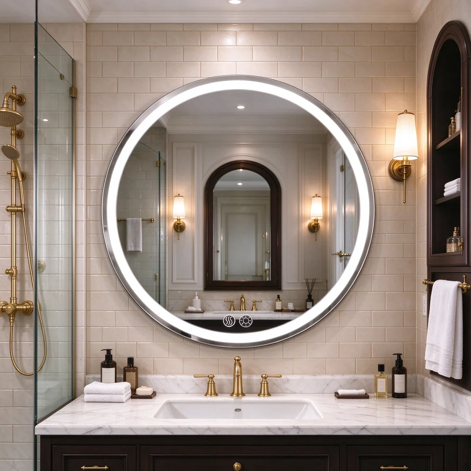 Smart Anti Fog LED Round Makeup Mirror