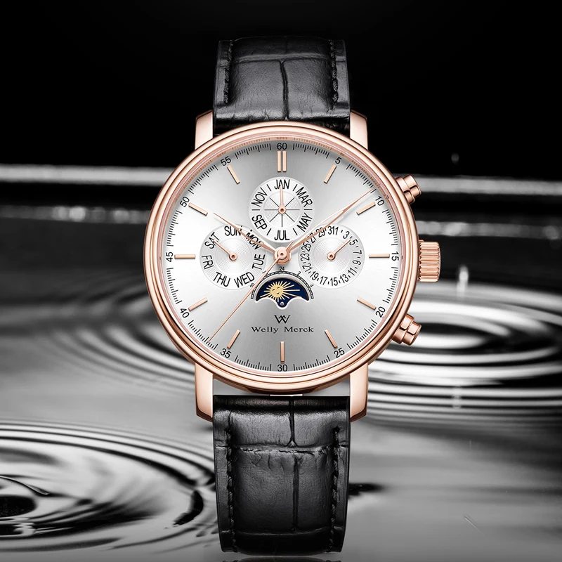 WM Watch Automatic Mechanical Watch Stainless Steel Watches Multi-function Sapphire Casual Dress Men Welly Merck Watches 132M-WM