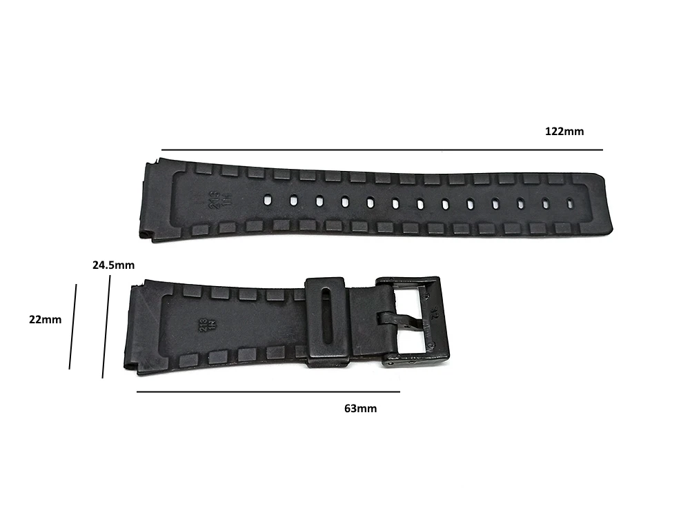 Fits/For Casio DataBank DBC-60 , DBC-61 , DBC-62 , DBC-80 , DBX-102 , DCC-32 , SDB-610 - 22mm Black Rubber Replacement Watch Ban