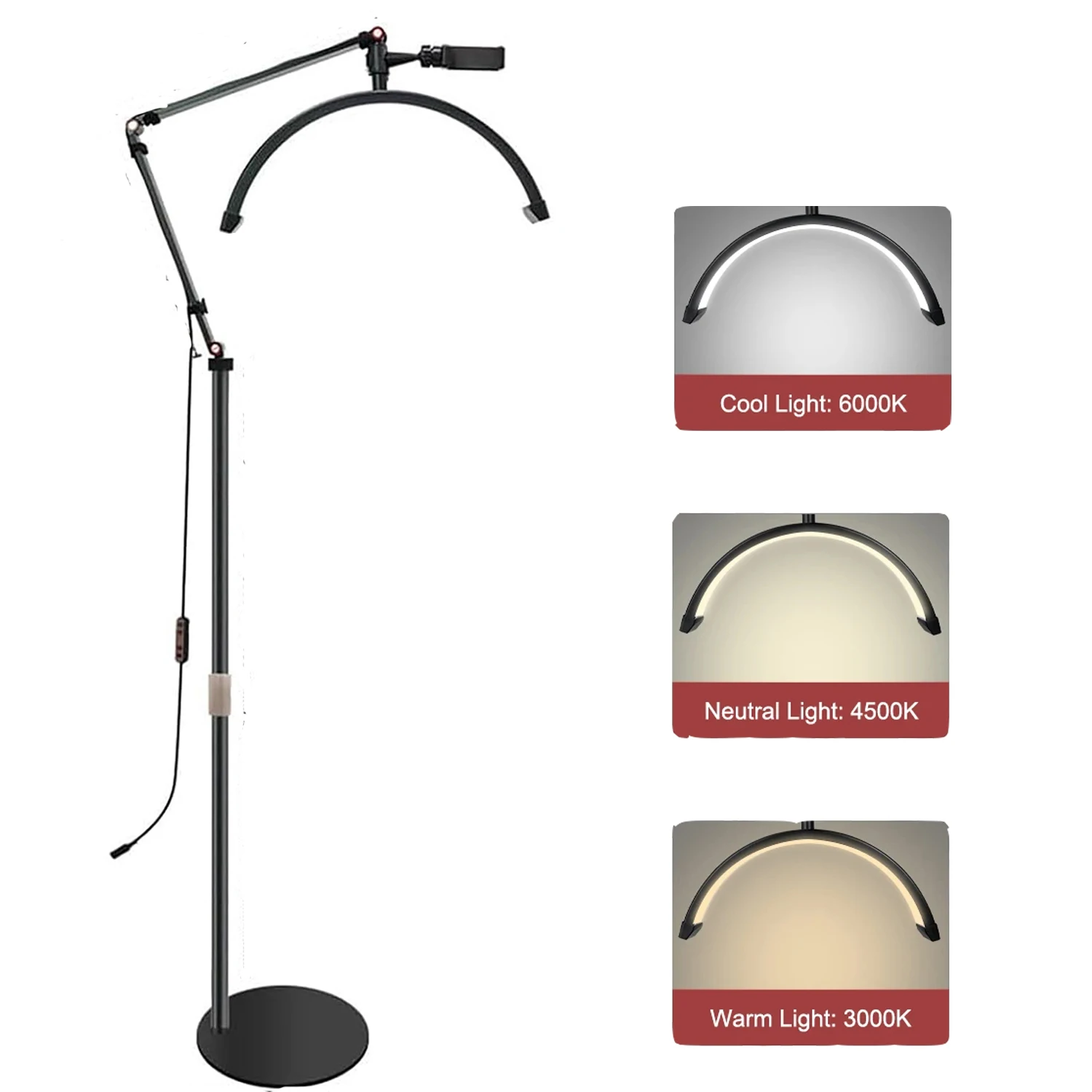 Drehbare Wimpernlampen Halbmondlicht 3000K-6000K LED-Mondlampe Fotografie-Fülllicht für Wimpernverlängerung Schönheits-Stehlampen