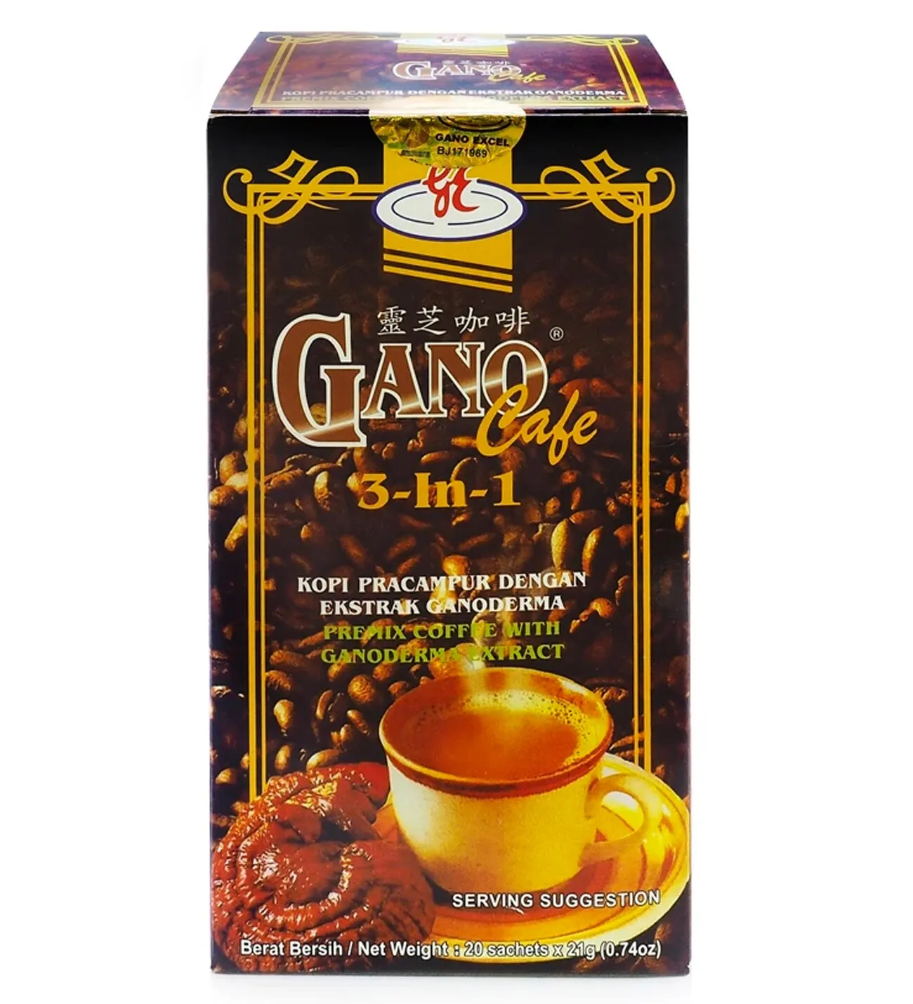 1x Gano Excel Cafe 3 in 1 Coffee Ganoderma Healthy Coffee Healthy, Present, Practical, Fast Shipping From Turkey