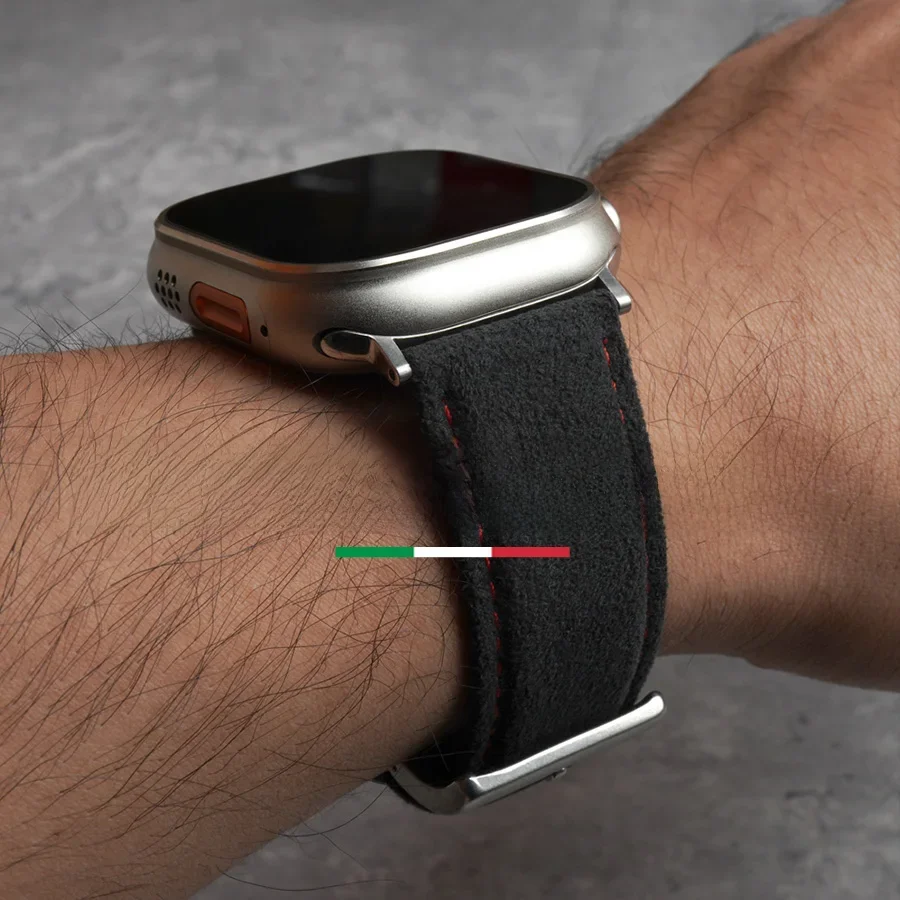 Pasek ALCANTARA do Apple Watch Ultra 4, 3, 49 mm, 46 mm, 42 mm, do serii Watch 12, 11, zamszowy skórzany pasek, akcesoria do smartwatcha. — zdjęcie produktu 7