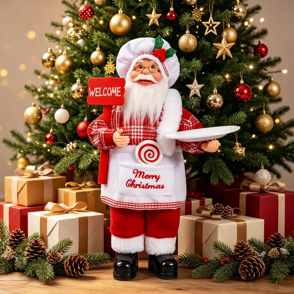 A Christmas chef-themed Santa Claus desktop decoration piece, featuring excellent collectibility and outstanding decorative effe