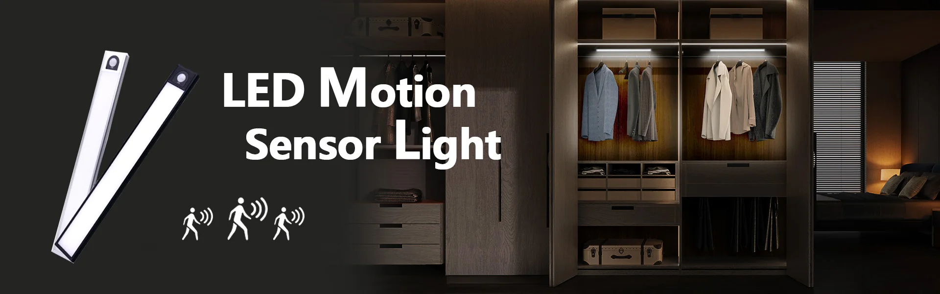 Ultra-thin USB Rechargeable Motion Sensor Cabinet Light Wireless 3 Colors Dimmable LED Closet Wardrobe Lights Lamp 20/30/40CM