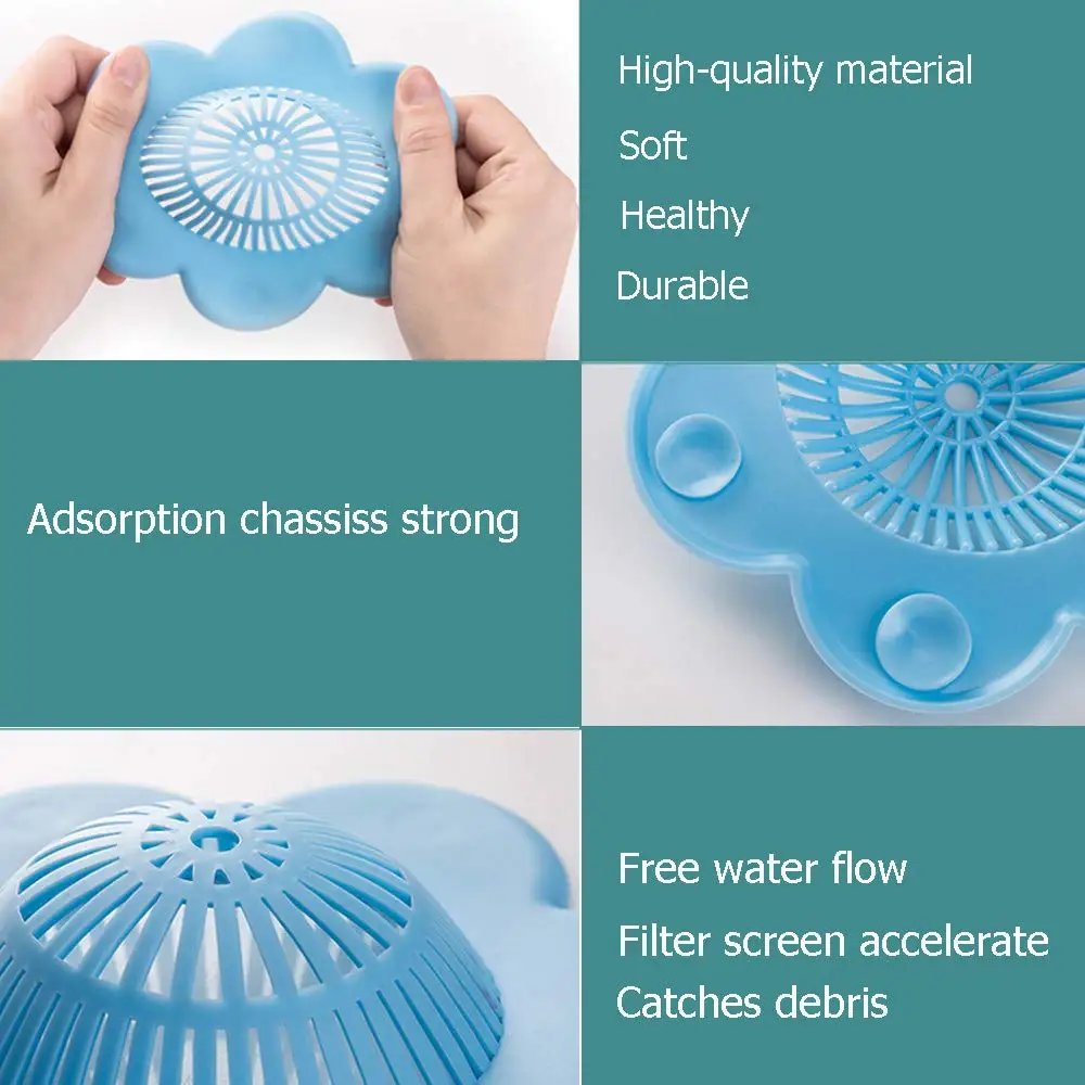 New Hair Catcher with Suction Hair Stopper Shower Drain Covers Practical Tools Suit for Bathroom Bathtub and Kitchen