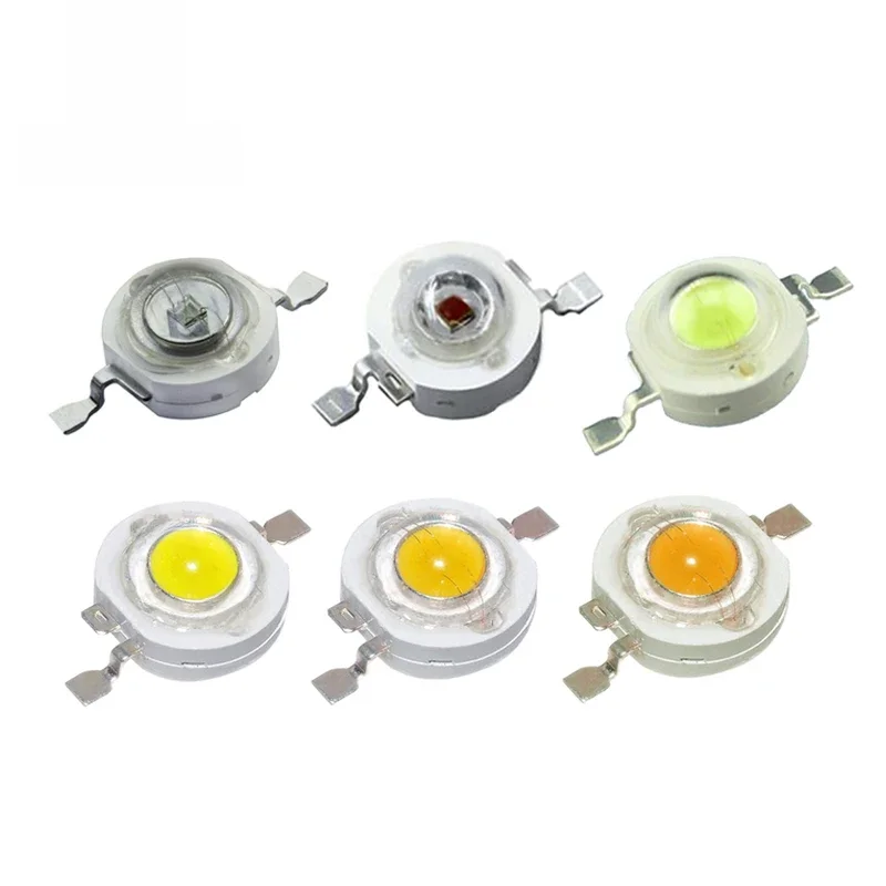 100 sztuk 1W 3W diody LED dużej mocy zimny biały naturalny biały ciepły biały RGB czerwony zielony niebieski żółty źródło światła — zdjęcie 2