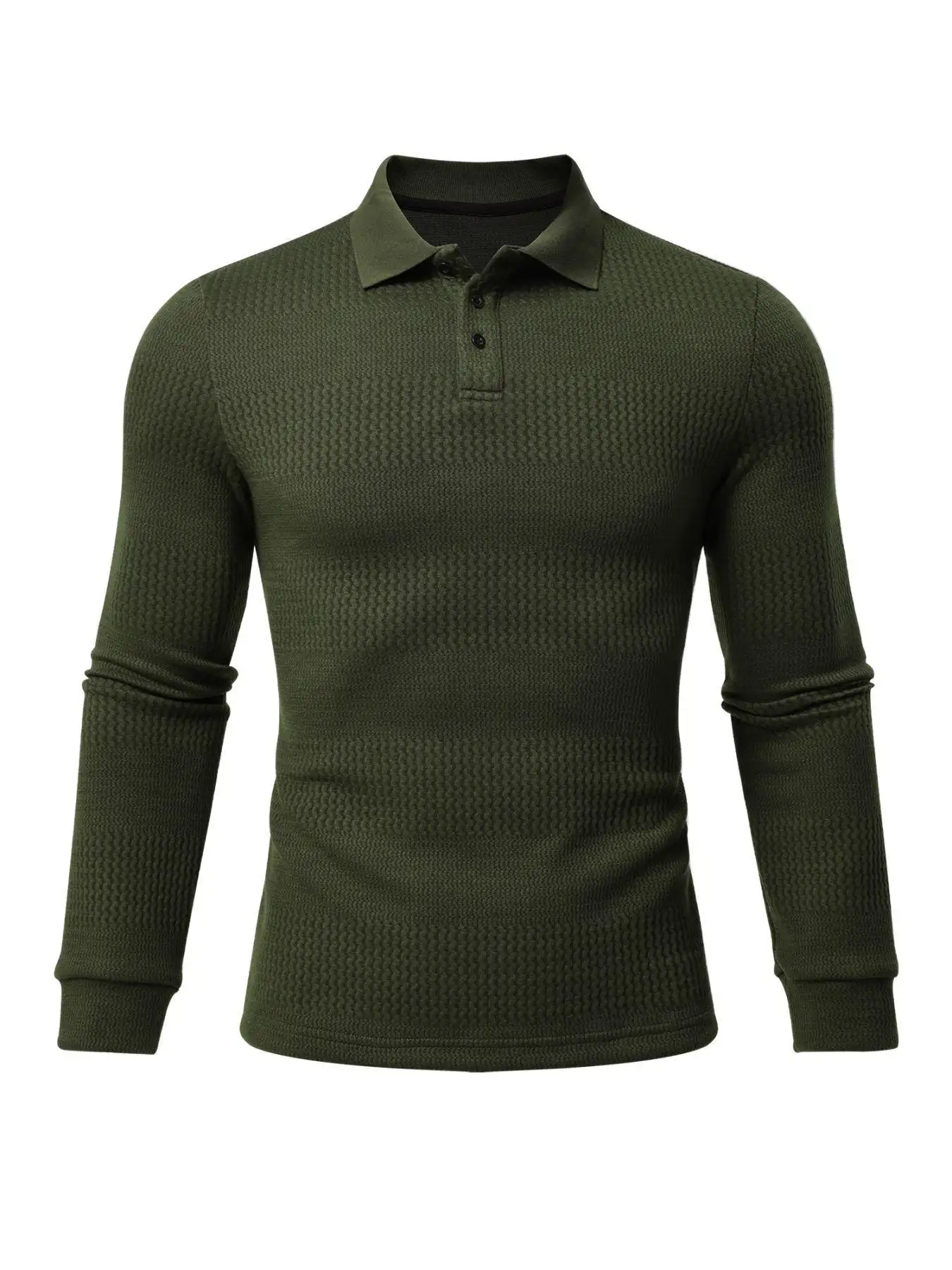 Polo da uomo in maglia maglione a maniche lunghe maglione polo casual con colletto strutturato waffle