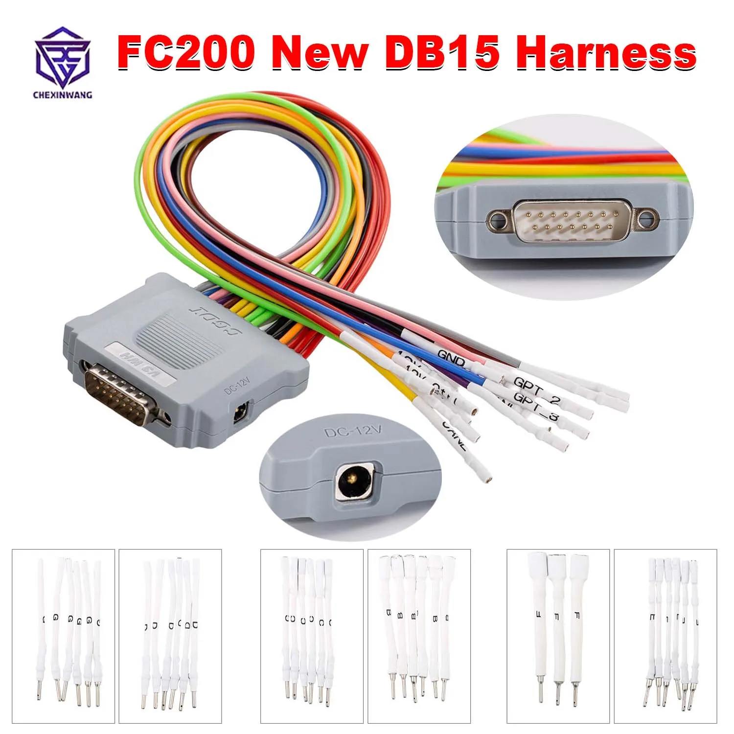 CGDI CG FC200 New DB15 Harness 16 PIN Jumper Cable with New 12V Control and GPT-4 For ECU Reading Writing