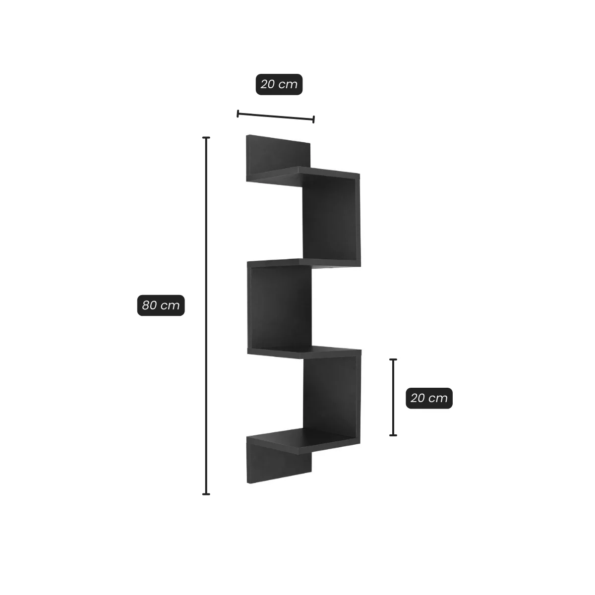 White Right Corner Shelf Books Niche 80 Black Bookshelf