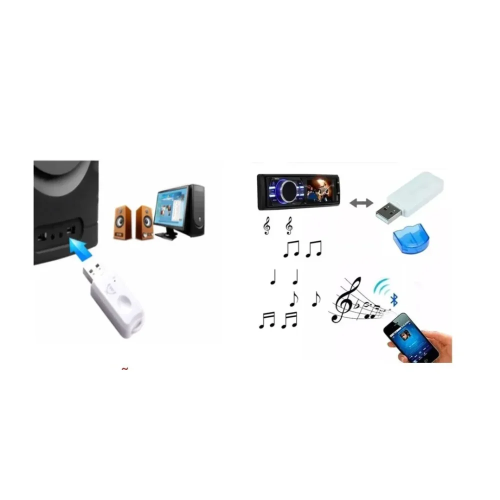 Adaptador Receptor Bluetooth USB para Carro - Streaming de Música Sem Fios