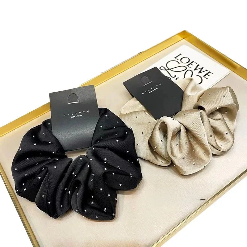 2023 à la mode chouchou en satin cheveux pour femmes gros chouchou en soie elastique cheveux satin rose chouchou cheveux strass pour filles, accessoires pour cheveux