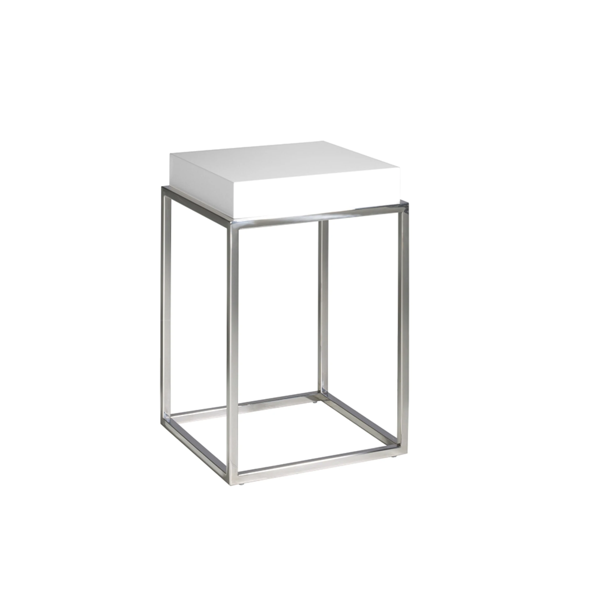 White wooden corner table and chrome steel 2041