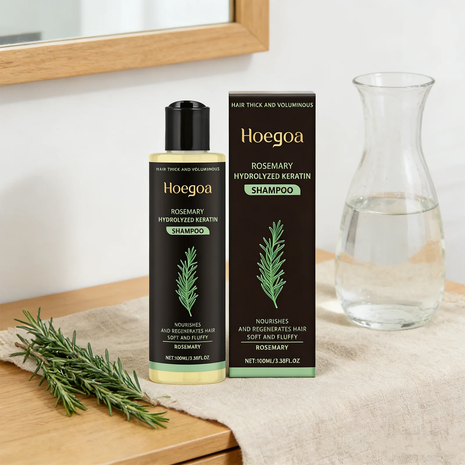

HOEGOA 100mL Rosemary Hydrolyzed Keratin Shampoo, Thickening Hair, Nourishing And Regenerateing Hair, Soft And Fluffy