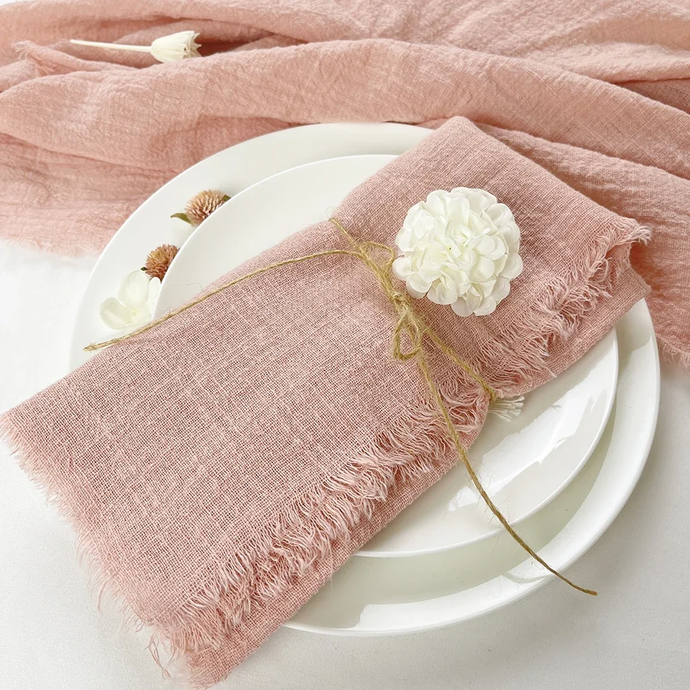 Großhandel 100 stücke 32x32 cm Rosa Gaze Baumwolle Tuch Servietten Wiederverwendbare Hochzeit Party