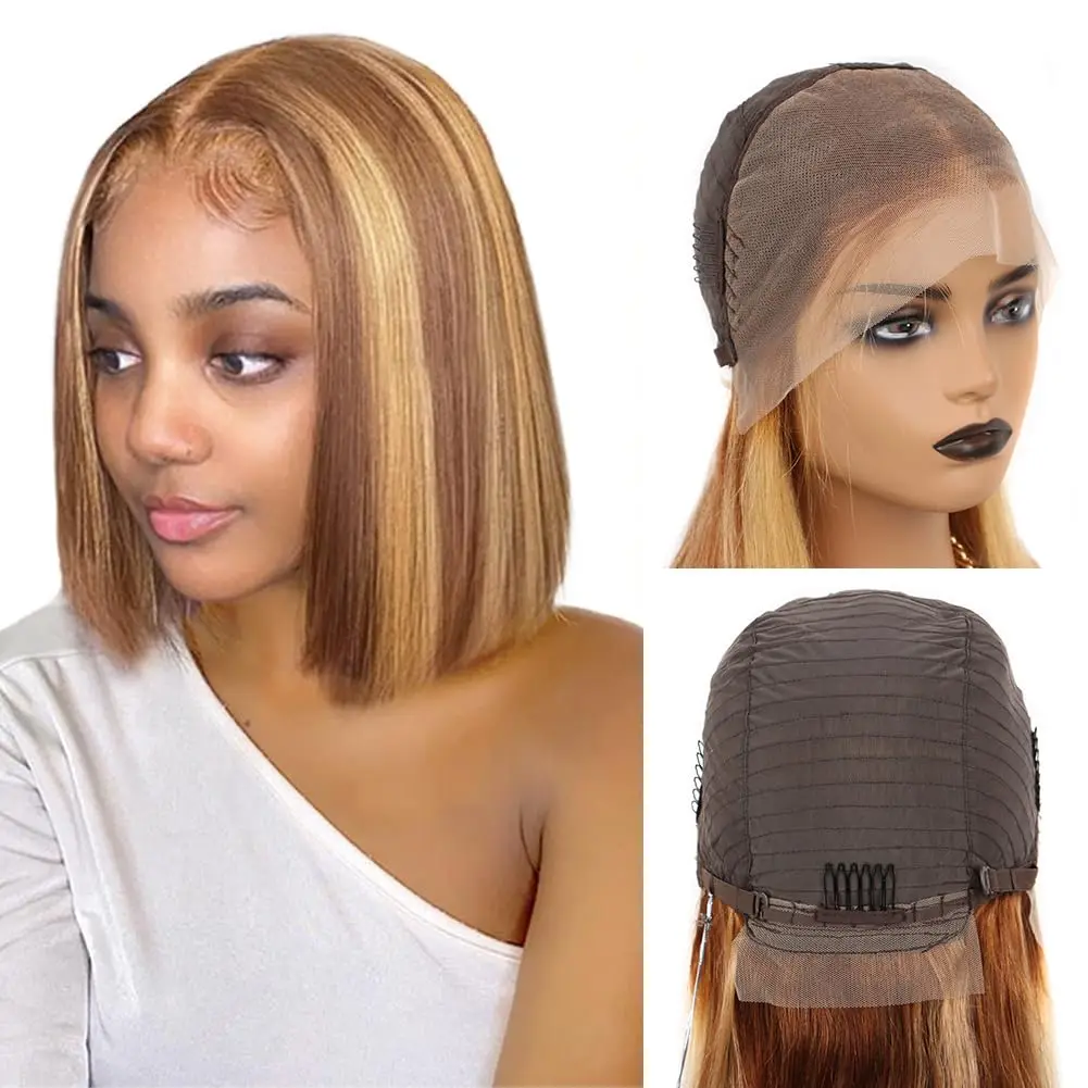 Bob Lace Front Wigs Straight Bob Wig Human Hair Ombre Bob Wigs 4/27 13x4 Frontal Bob Wigs Pre Plucked For Women