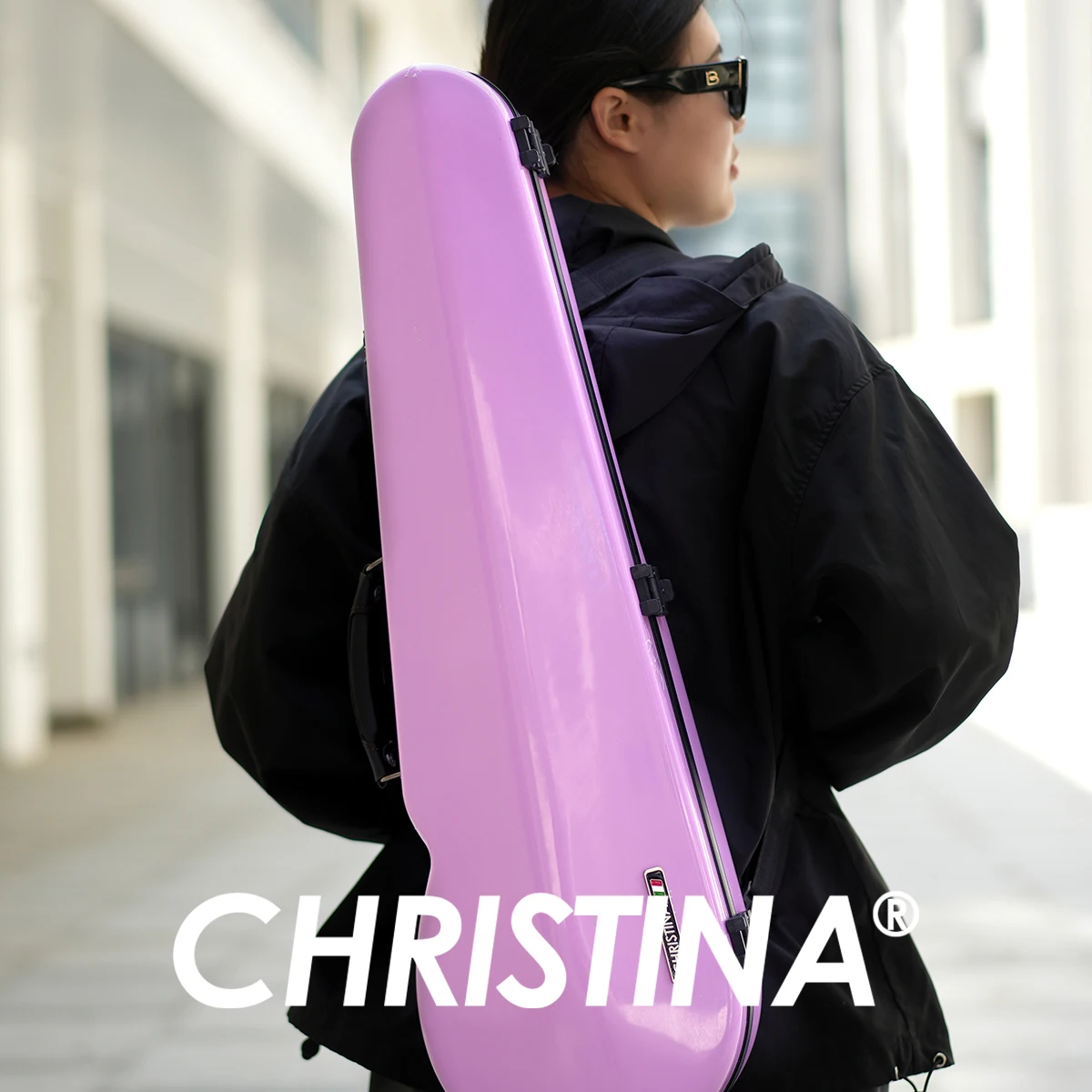 CHRISTINA Triangular Violin Case VB002 Available in Mauve/Sky Blue/Red 4/4 Size Lightweight Hard Composite Materials with Straps