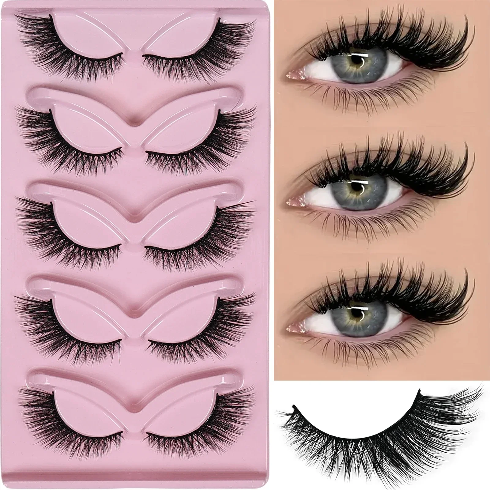 5 par rzęs Cat Eye Lashes Wispy Fake Lashes Fluffy Cat Eye Lashes Extensions Sztuczne rzęsy — zdjęcie 2