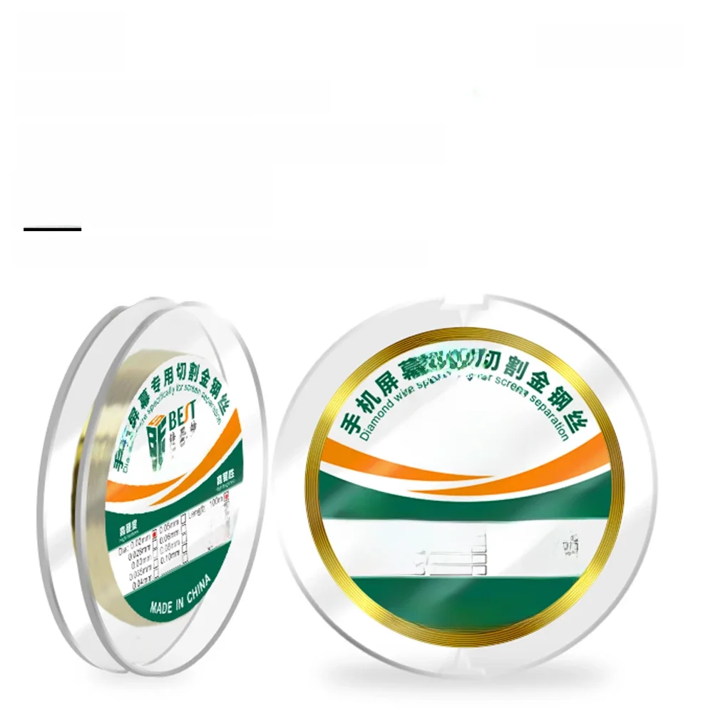 1 rolka specjalna drut diamentowy stop złota drut molibdenowy 100M 0.02-0.1mm linia cięcia LCD/wyświetlacz OLED Separator BST-062 — zdjęcie 2