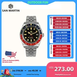 Reloj de buceo San Martin NH34 GMT de 40mm para hombre, pulsera de Jubileo con bisel de zafiro en la mosca, cierre ajustable 20Bar Saat Erkek SN0005B